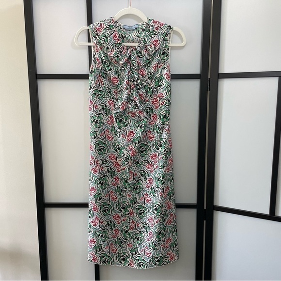 [S] Prada 2011 Resort Collection Sleeveless Midi Shift Dress White Multicoloured - Picture 1 of 13